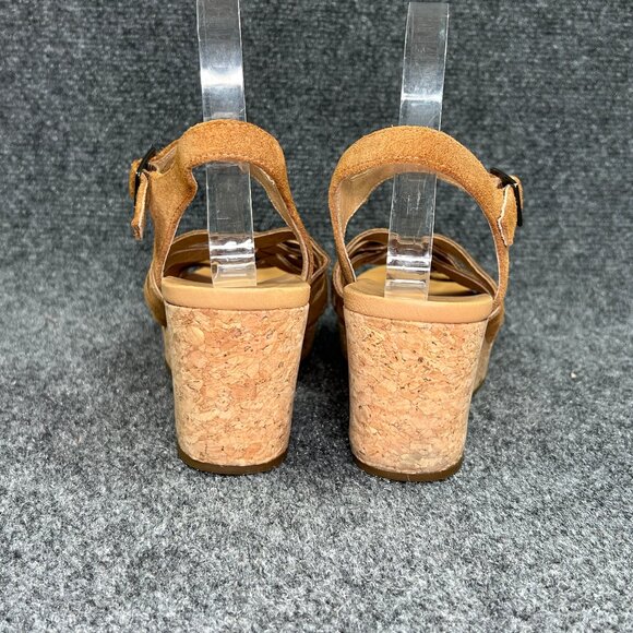 UGG Uma Wedge Sandals Women's Size 8.5 Chestnut Suede Cork Strap Buckle Platform - Picture 5 of 13
